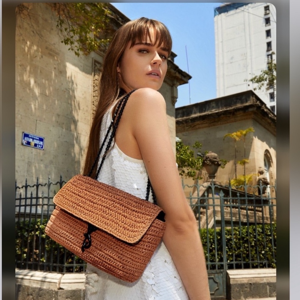 Rebecca Minkoff Medium Edie Raffia Convertible Crossbody - used once